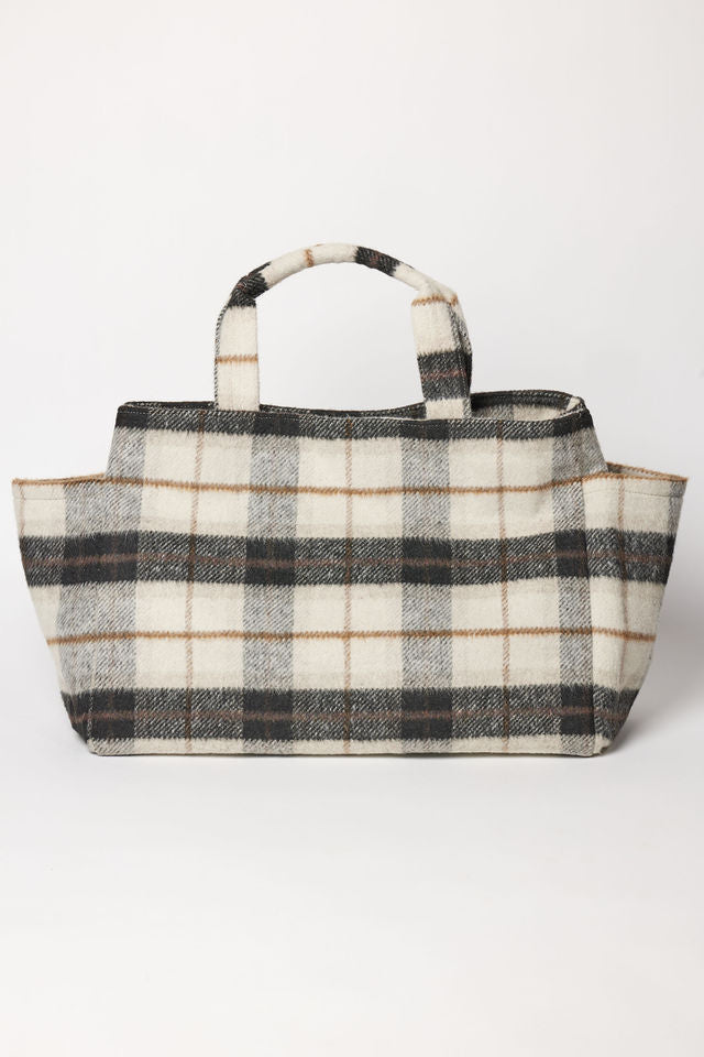 PLAID AIRPLANE TOTE
