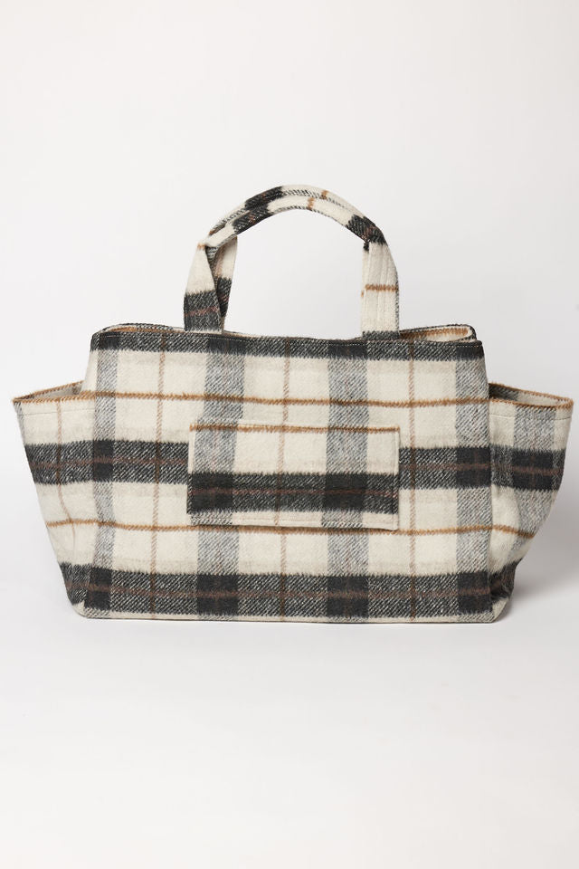 PLAID AIRPLANE TOTE