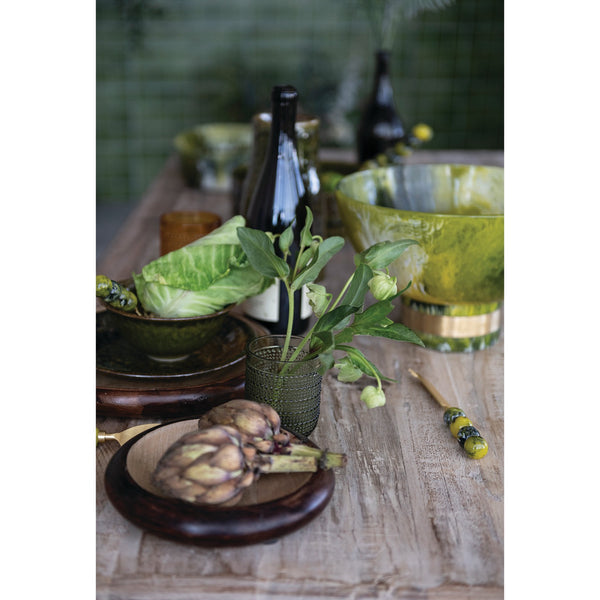 GREEN RESIN FOOTED BOWL