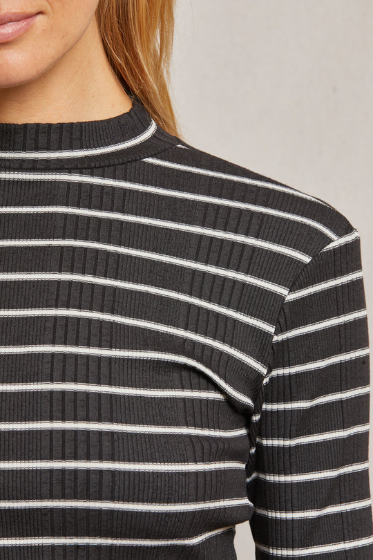 LAURYN STRIPE MOCK NECK LONG SLEEVE