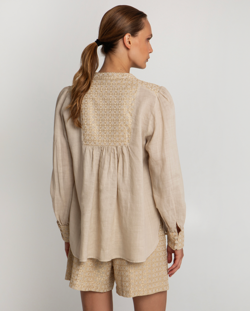 LS SLIT NECK BLOUSE