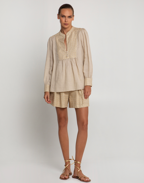 LS SLIT NECK BLOUSE