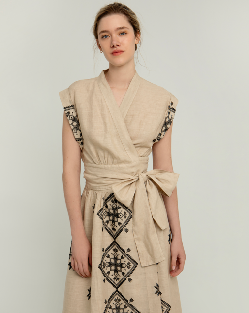 LINEN WRAP DRESS
