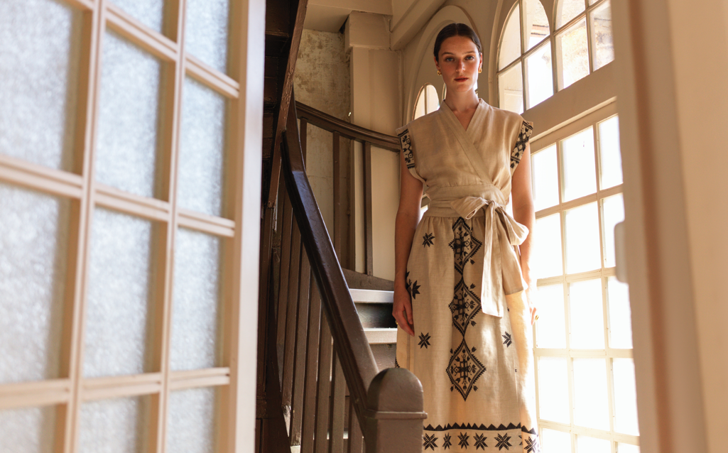 LINEN WRAP DRESS