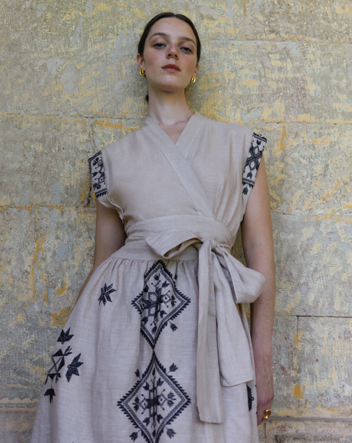 LINEN WRAP DRESS