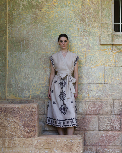 LINEN WRAP DRESS