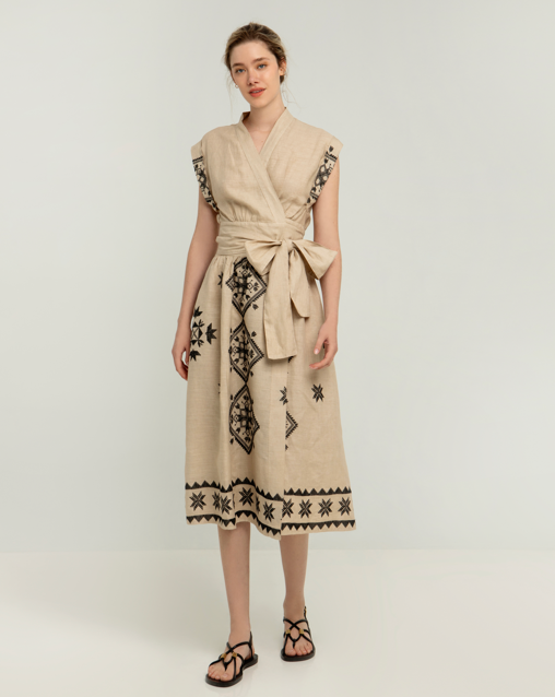 LINEN WRAP DRESS