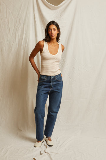 MARIA VNECK STRIPE BLONDIE