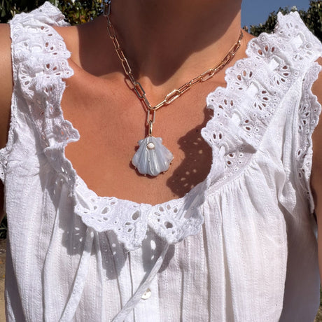 MAREA BLUE LACE CLIP NECKLACE