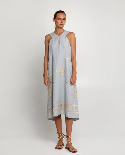 MIDI HALTER KEYHOLE DRESS