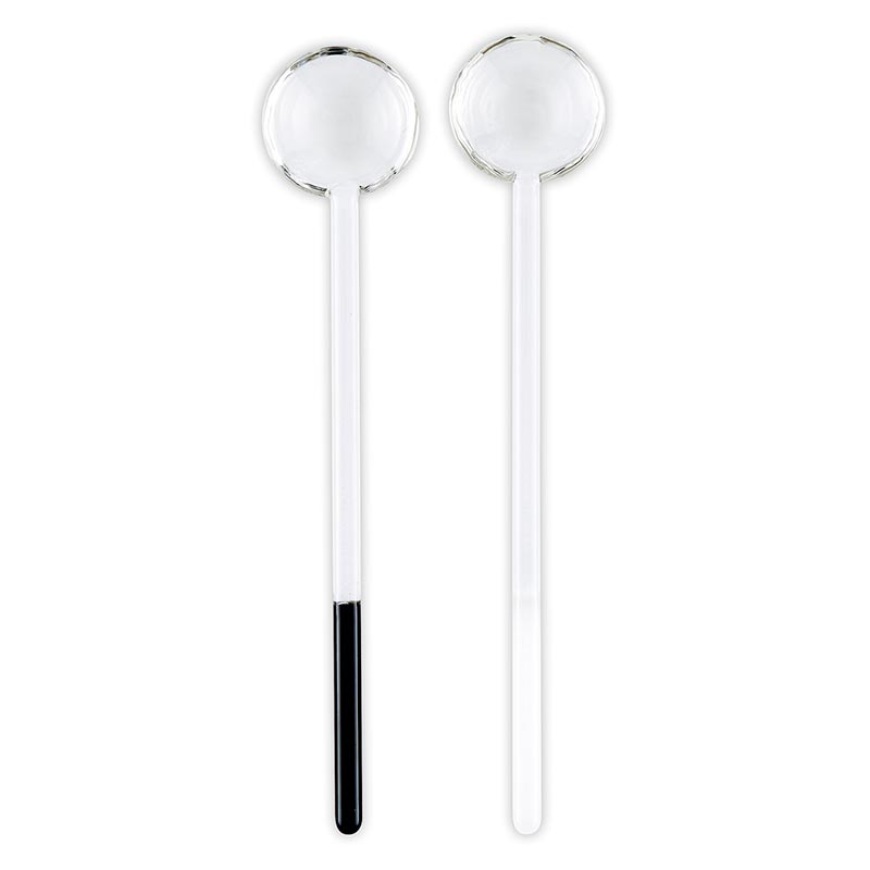 DIPPED GLASS SPOONS BLK/WHT