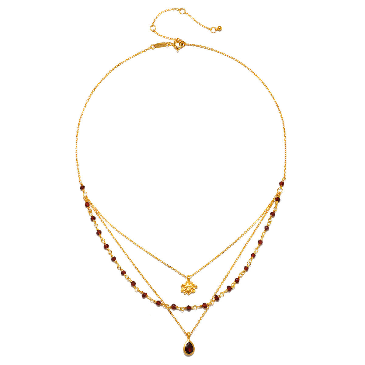 GARNET TRIPLE LAYERED NECKLACE