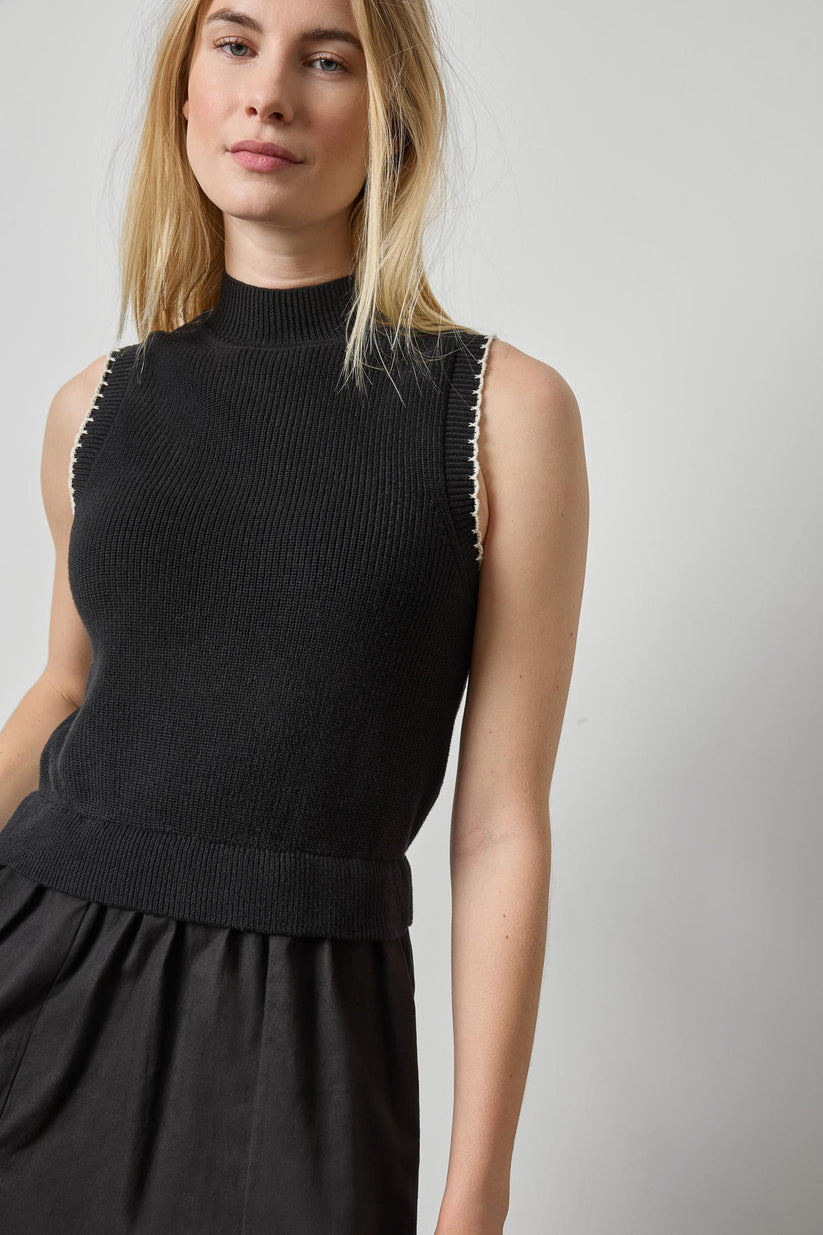 MIXED MEDIA MOCK NECK DRESS