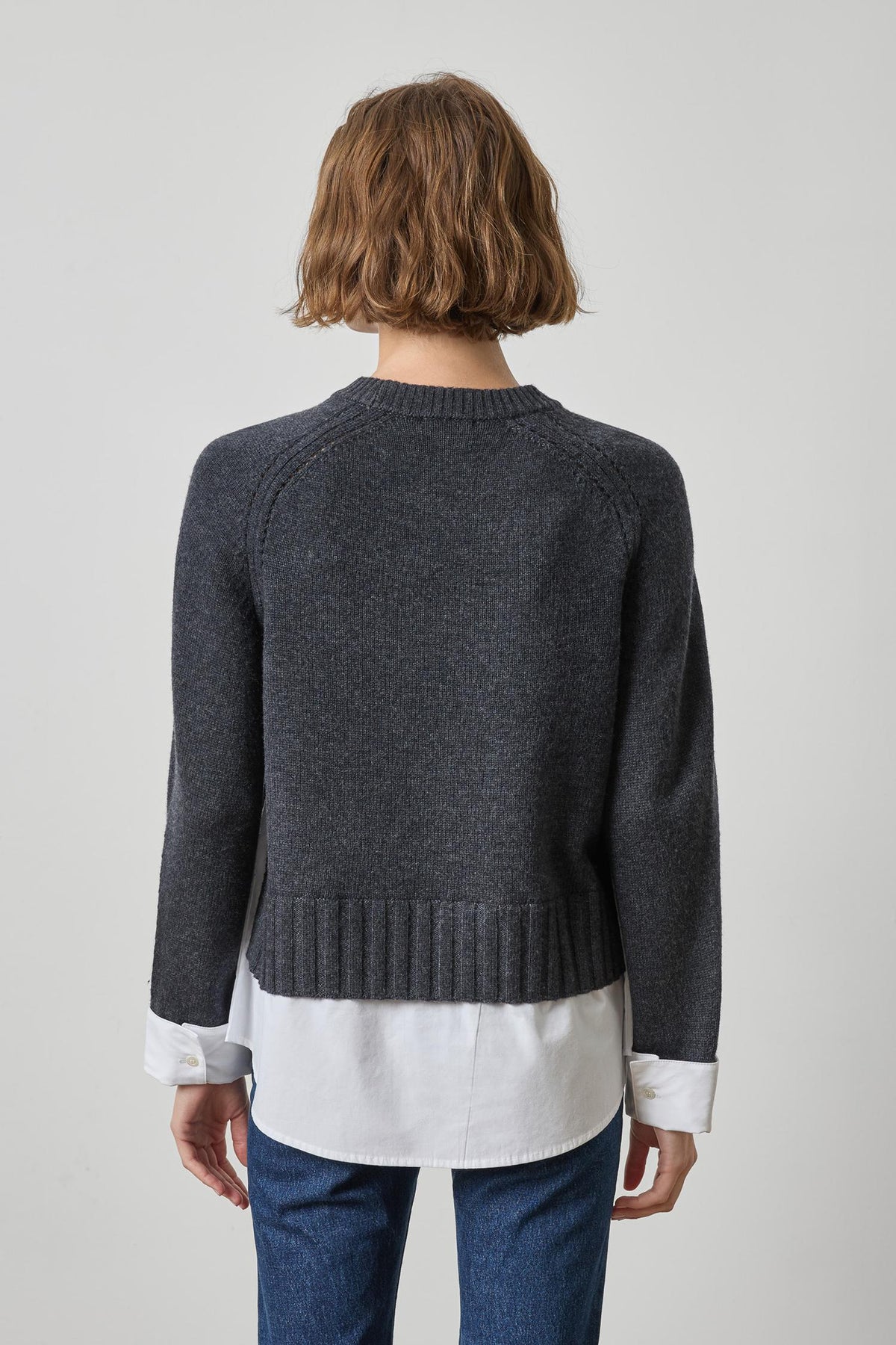 MIXED MEDIA CREWNECK SWEATER