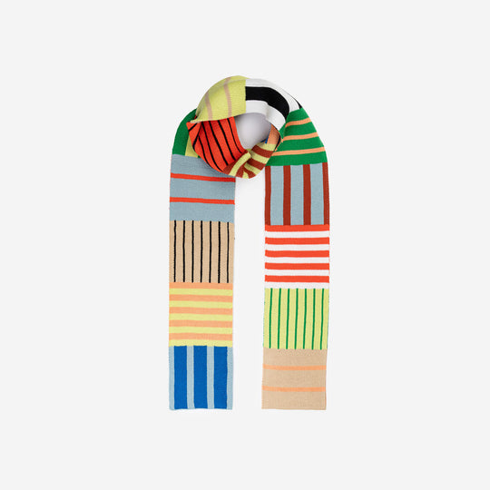 PATCHWORK STRIPE SKINNY SCARF