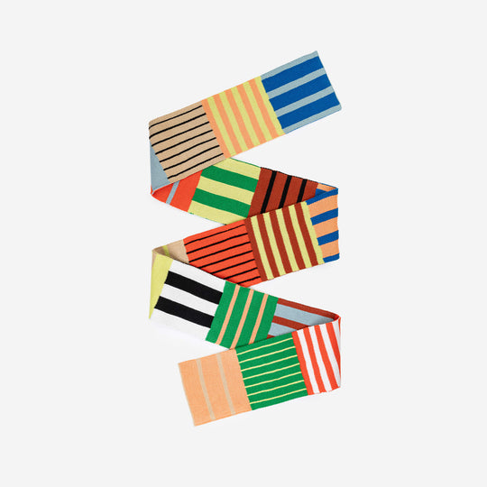 PATCHWORK STRIPE SKINNY SCARF