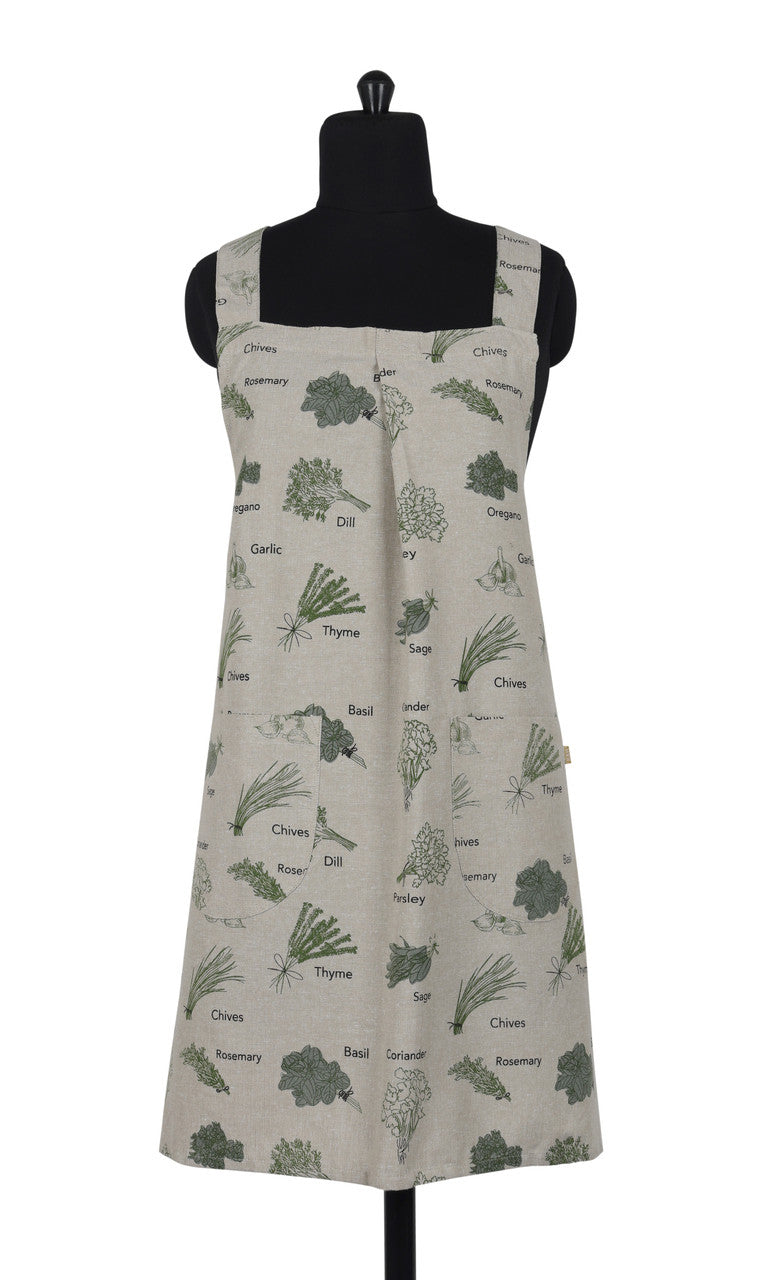 HERB LONG PINAFORE APRON GREEN