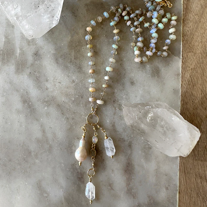 OPAL MOONSTONE PEARL NECKLACE