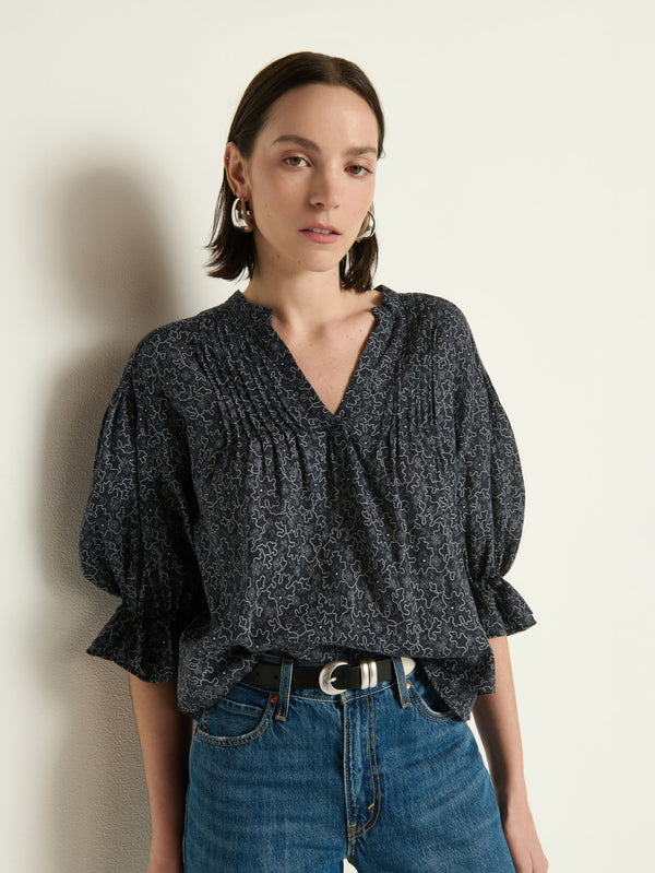 SCARLET PINTUCK BLOUSE