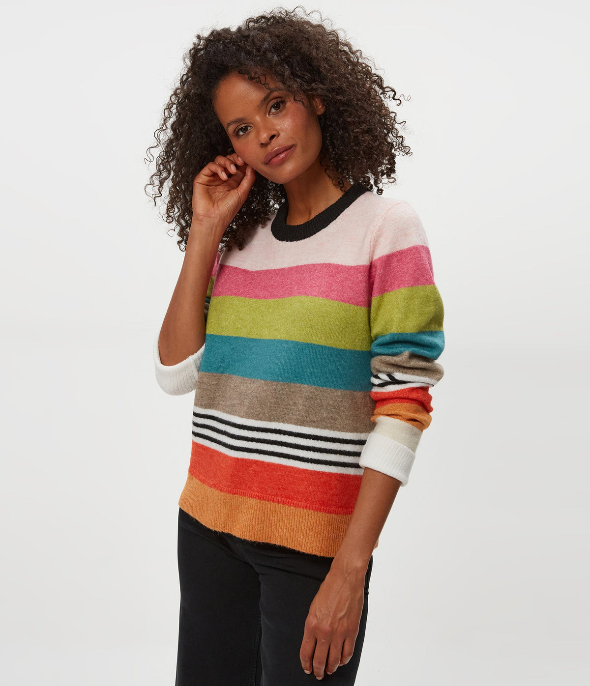 IRENE STRIPE CREW NECK PULLOVER