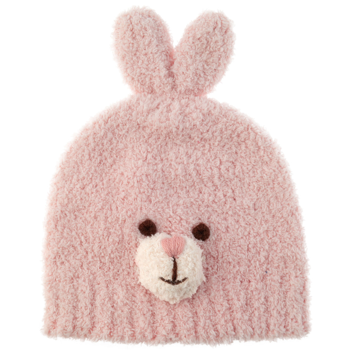 CHENILLE BABY HAT PINK BUNNY