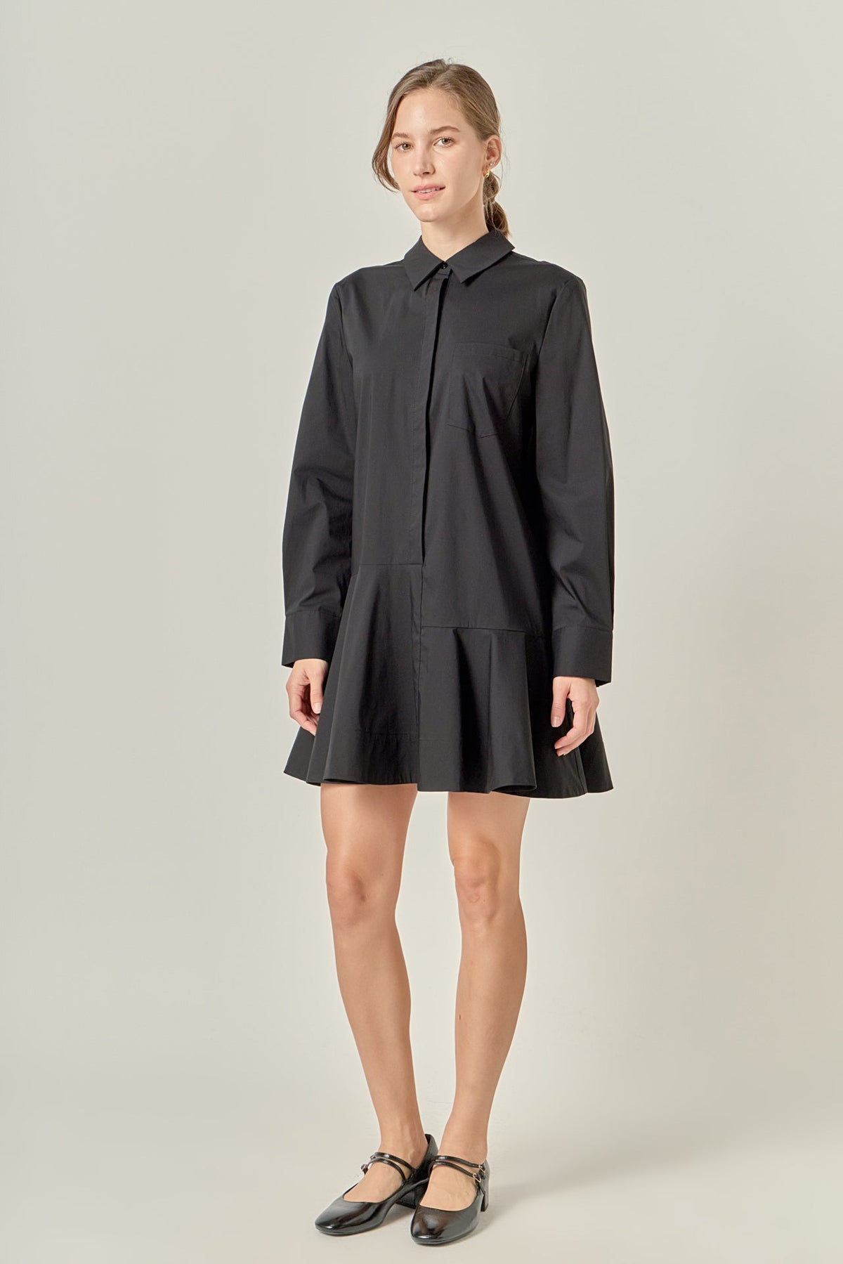 COLLAR FLARE SKIRT DRESS