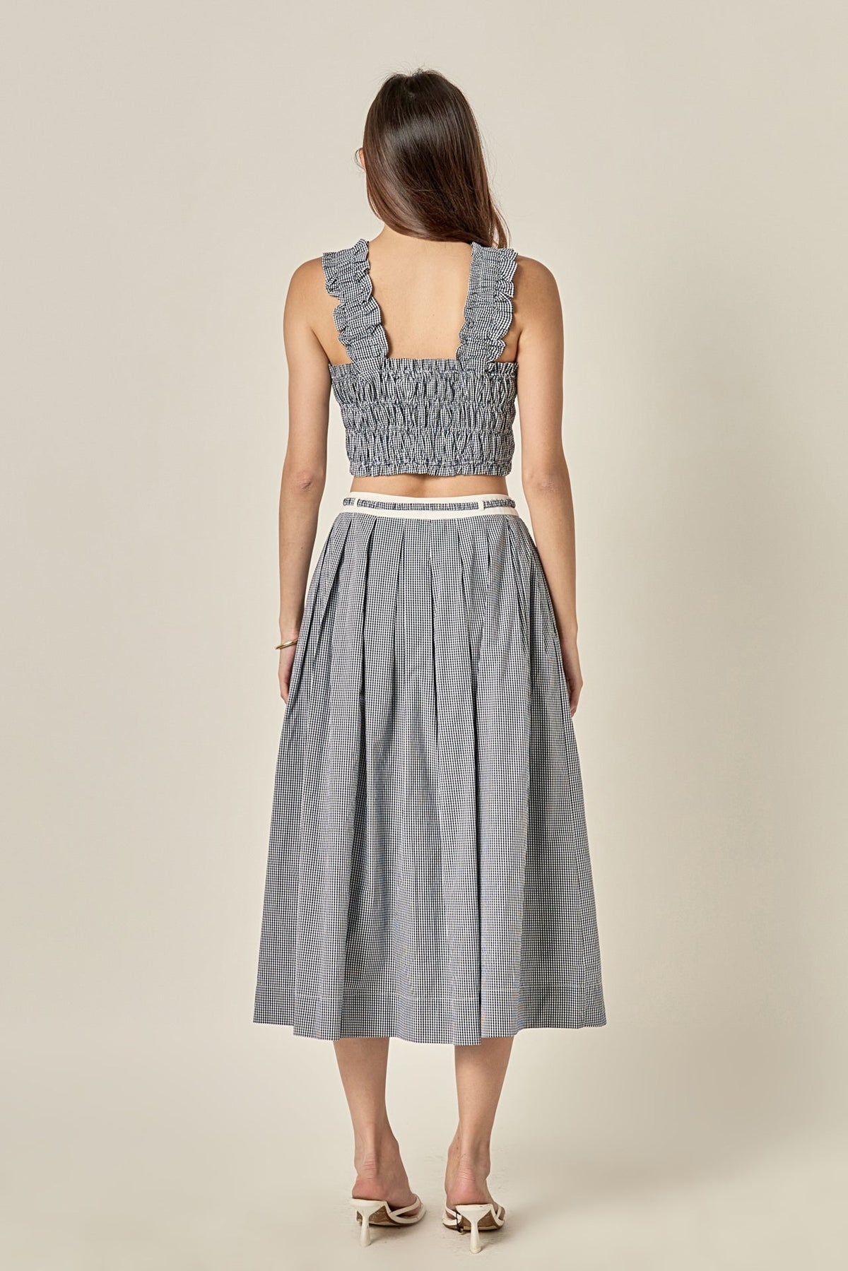 PLEATED PLAID TANK TOP