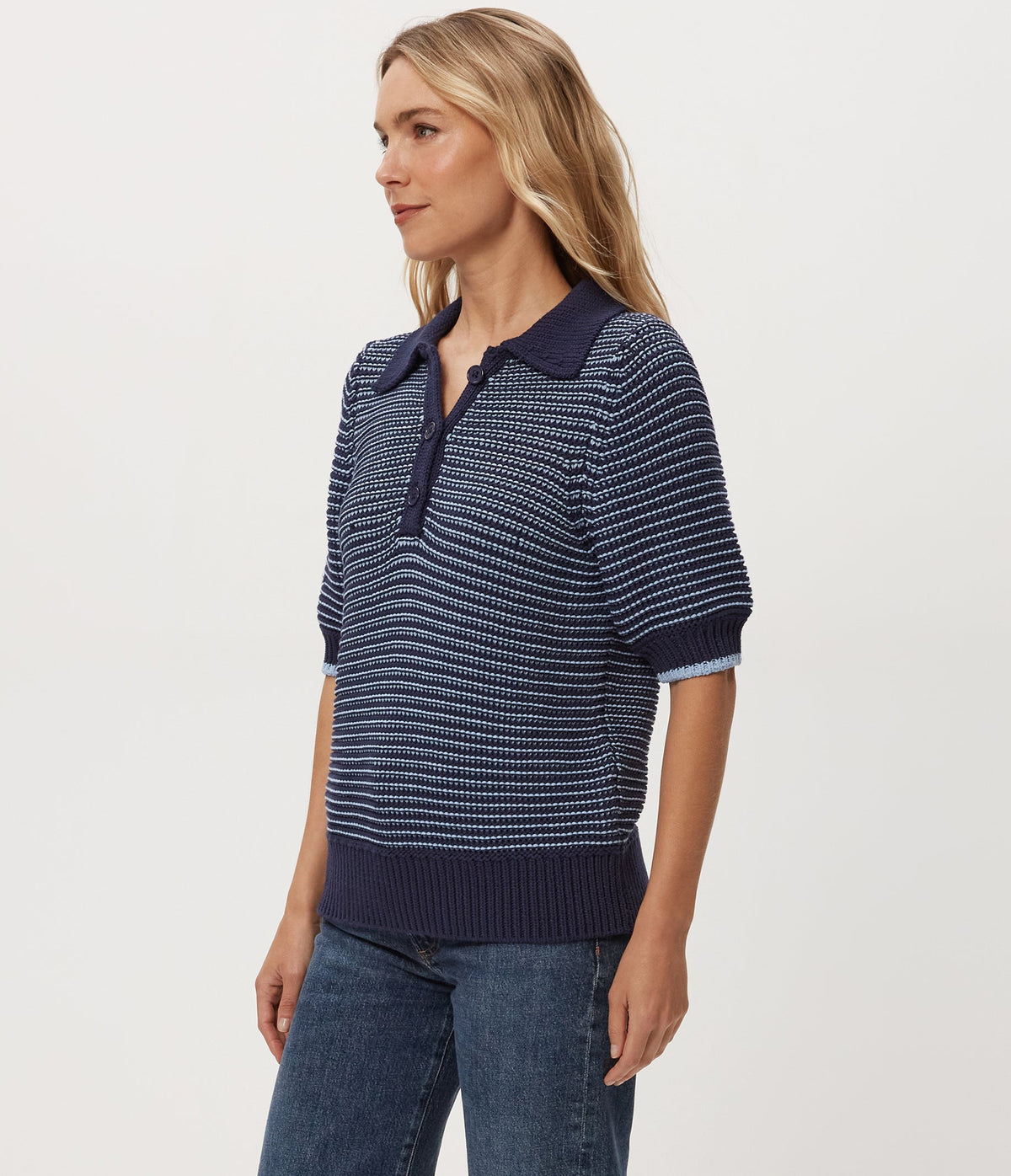 MARLEY TAPE YARN COLLARED PULLOVER
