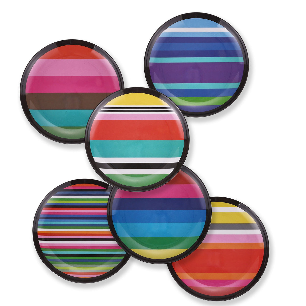 6&quot; APP PLATES SET 6 STRIPES