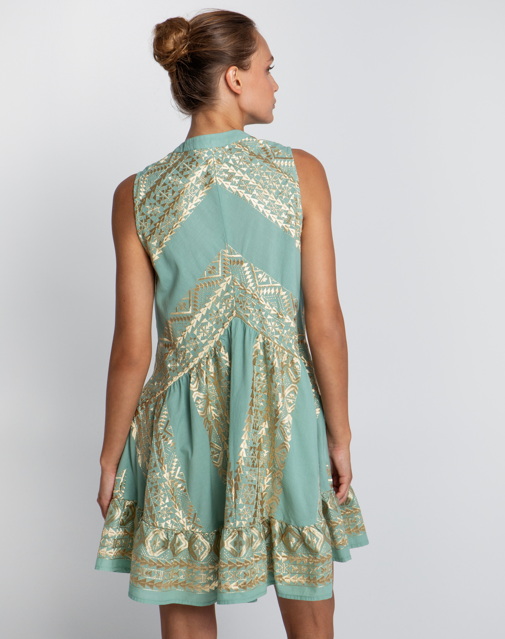 TRIANGLE SHORT SLIT NECK DRESS