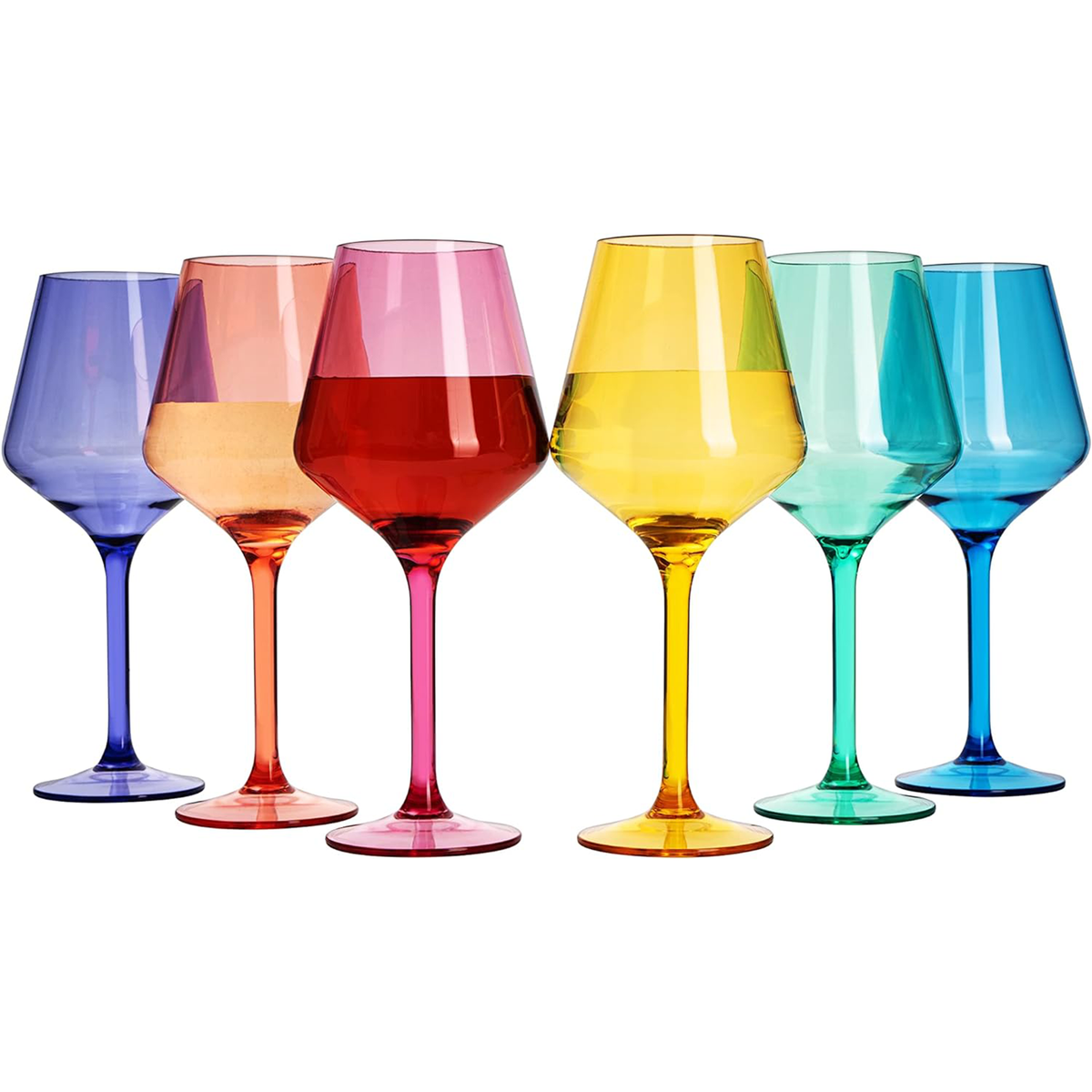 UNBREAKABLE COLORED WINE GLASSES SET/6