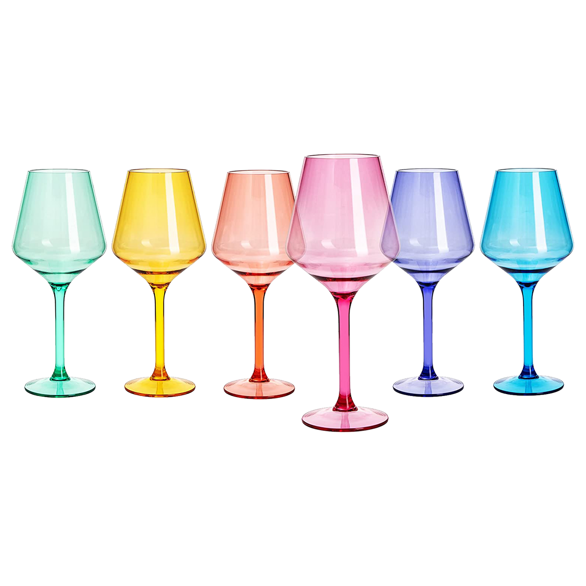 UNBREAKABLE COLORED WINE GLASSES SET/6