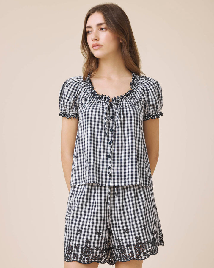 GIGI GINGHAM PUFF SLEEVE TOP