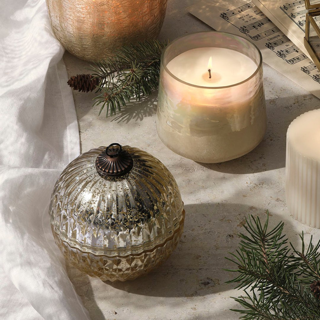 WINTER WHITE MERCURY ORNAMENT CANDLE