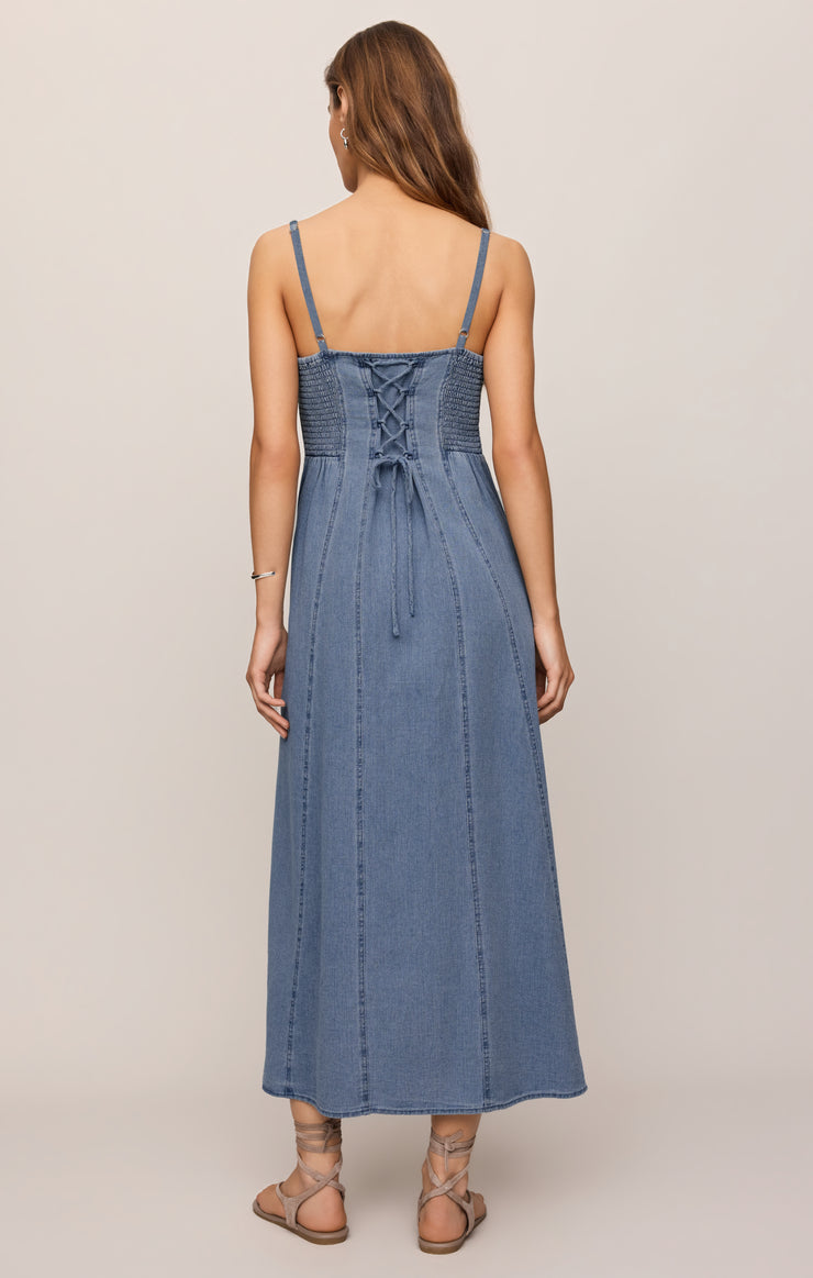 LEONORA INDIGO MIDI DRESS
