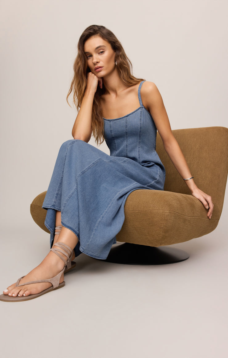 LEONORA INDIGO MIDI DRESS