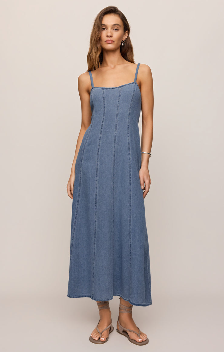 LEONORA INDIGO MIDI DRESS