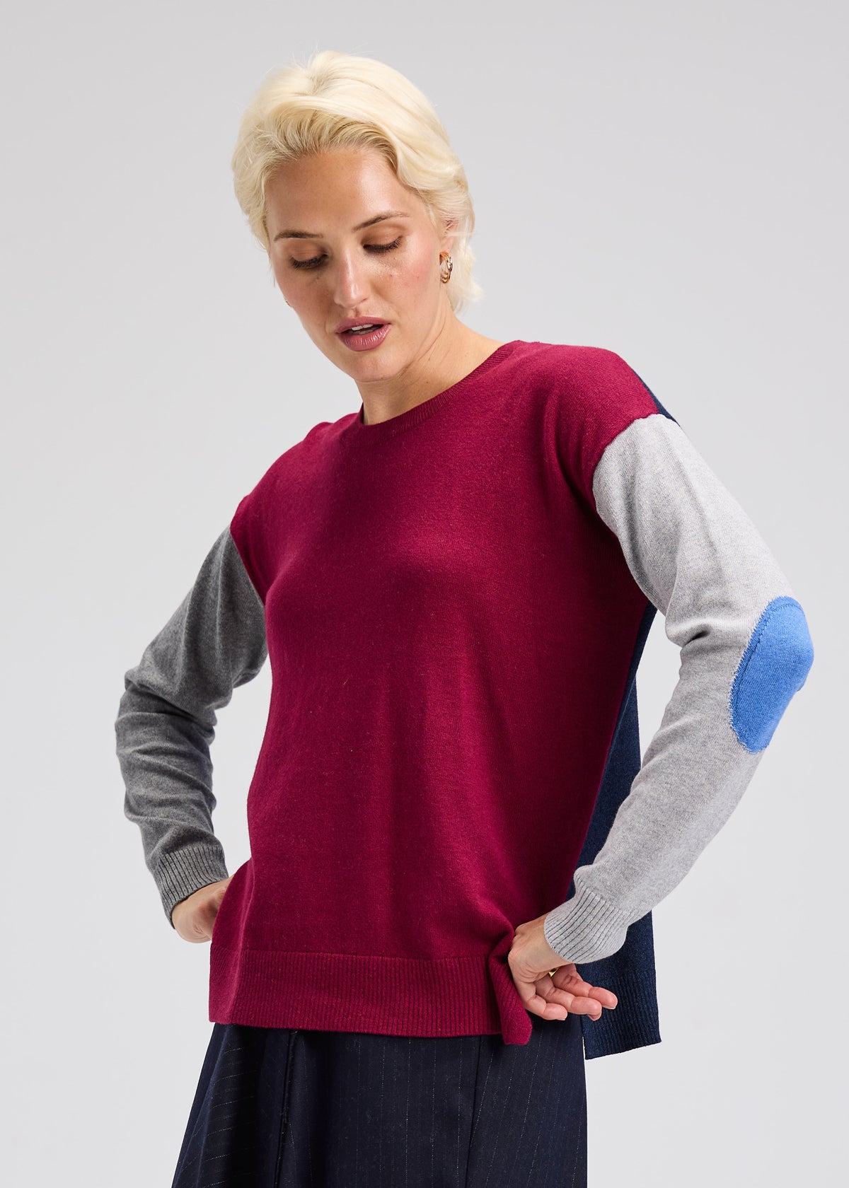 ELBOW INTARSIA SWEATER