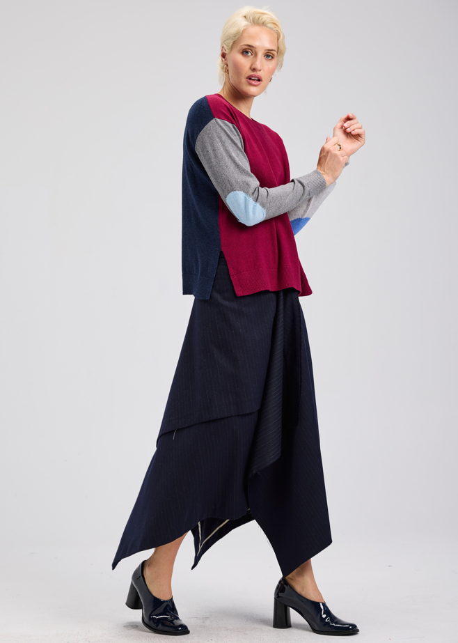 ELBOW INTARSIA SWEATER