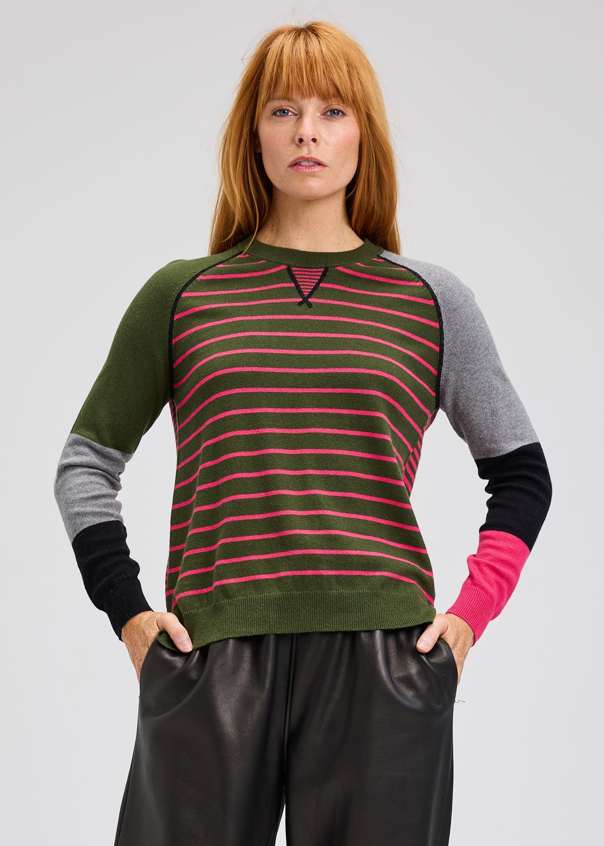 BRETON STRIPE V INSERT SWEATER
