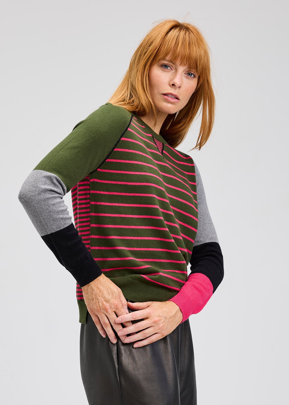 BRETON STRIPE V INSERT SWEATER