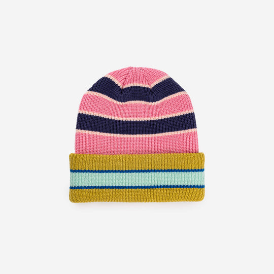 ZIPPER STRIPE PLUSH BEANIE