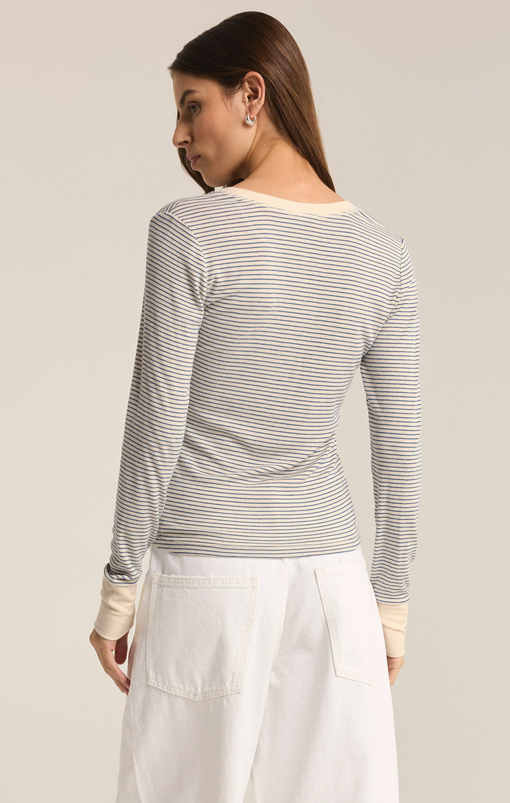 SCARLETT STRIPE RIB HENLEY