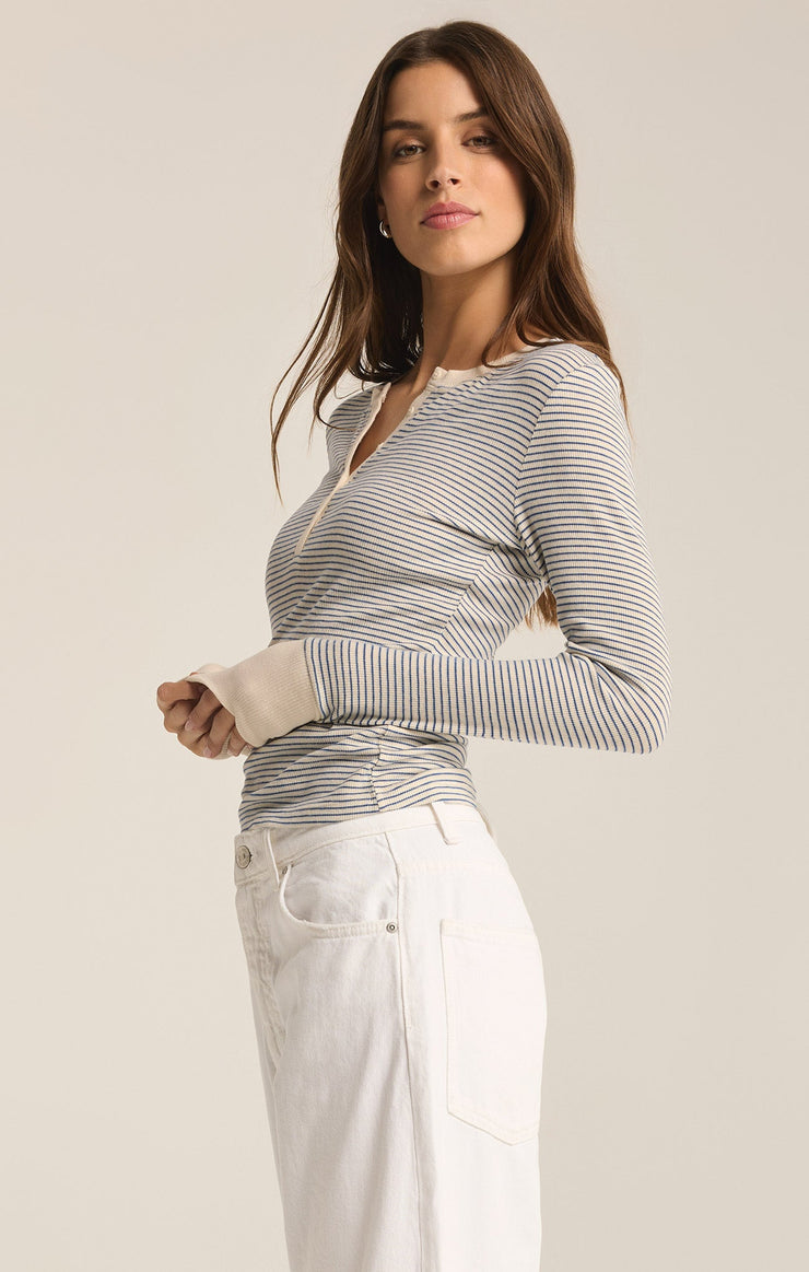 SCARLETT STRIPE RIB HENLEY