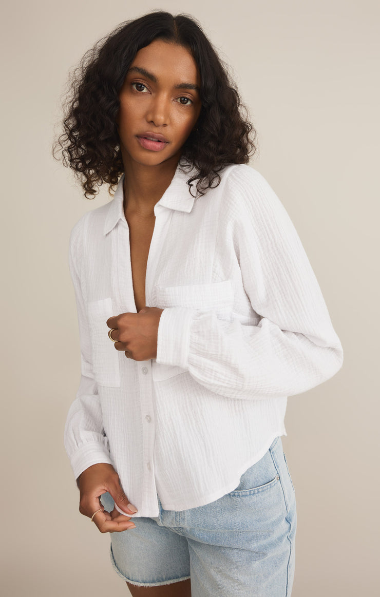 CAMPO BUTTON UP GAUZE TOP