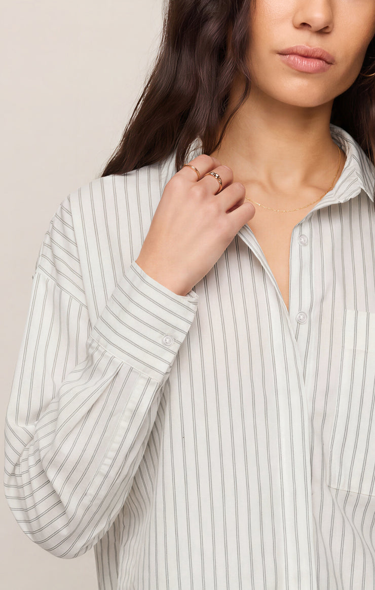 FAVORITE STRIPED BUTTON UP TOP