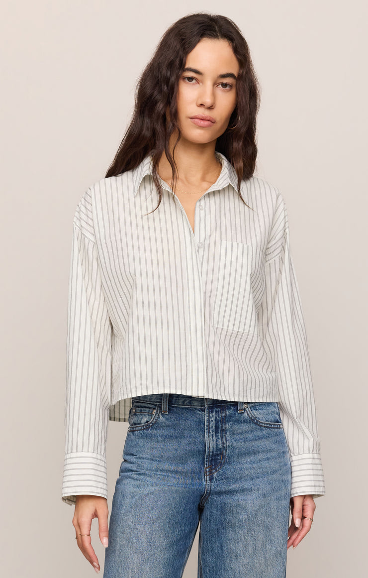 FAVORITE STRIPED BUTTON UP TOP