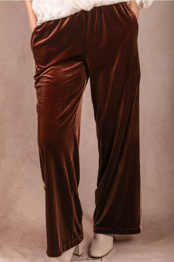 VELVET CONTRAST SIDE STRIPE PANT