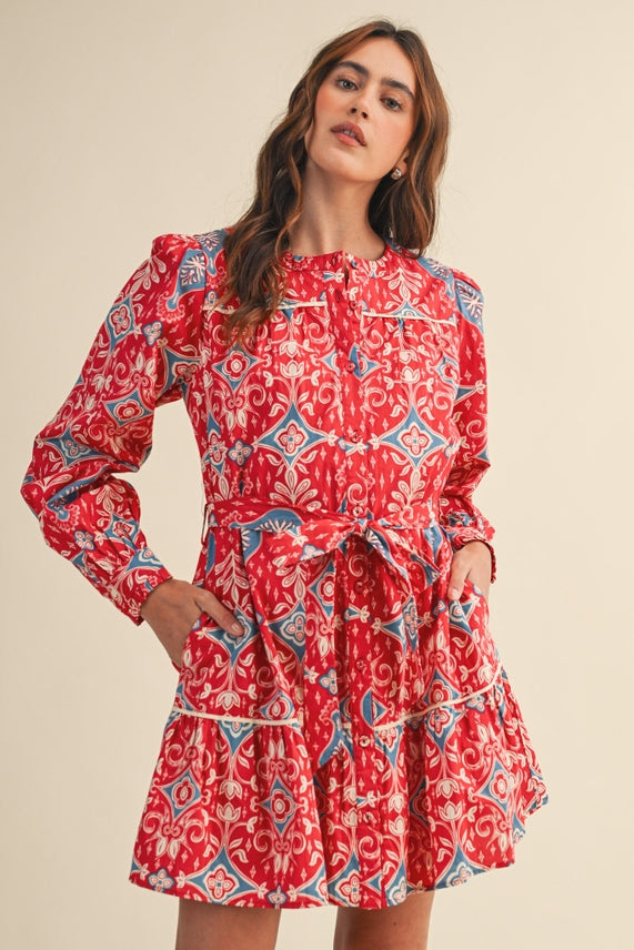 LONG SLEEVE BUTTON DOWN MINI DRESS