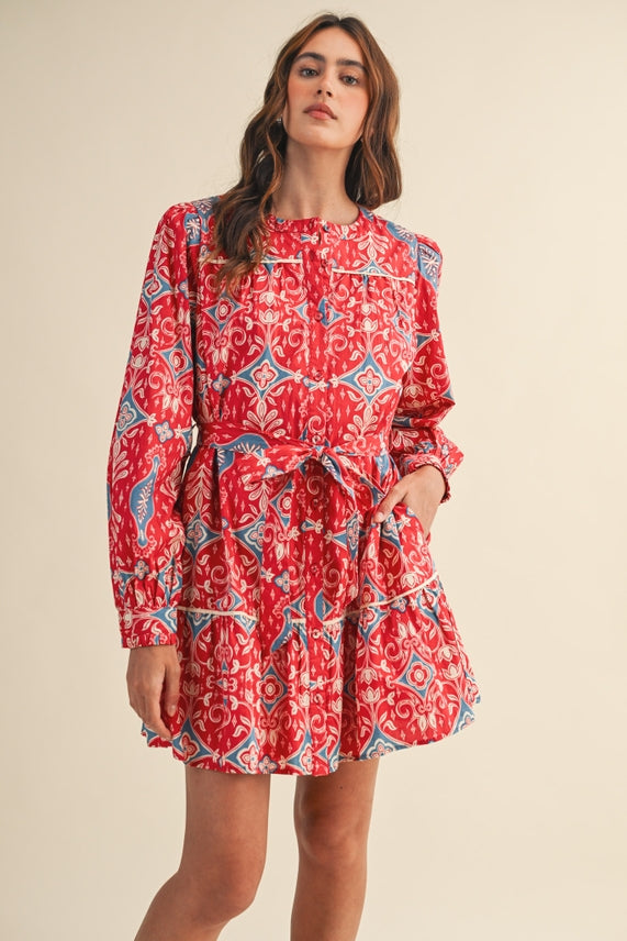 LONG SLEEVE BUTTON DOWN MINI DRESS